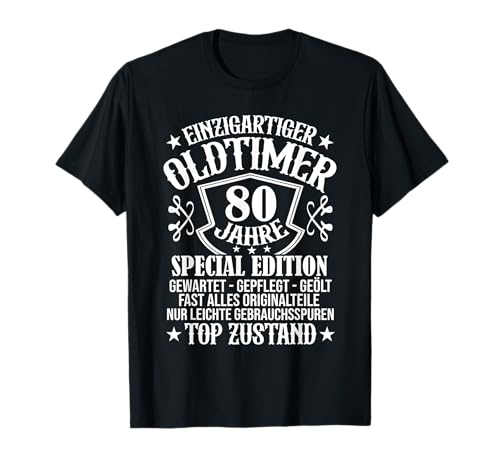 80. Geburtstag Mann Herren Oldtimer 80 Jahre Opa Männer T-Shirt von 80. Geburtstag Mann 1942 Jahrgang Geschenk