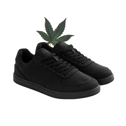 8000Kicks Der Seeker Hanf-Sneaker & Sportschuhe für Damen und Herren | Recyceltes Gummi & Cannabis (Schwarz, EU Schuhgrößensystem, Erwachsene, Numerisch (von/bis), M, 45, 46) von 8000Kicks