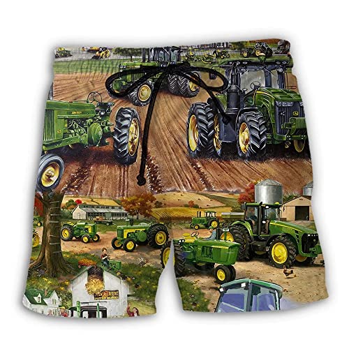 803 Sporthose Kurz Traktor Grüner Traktor Arbeitsbauernhof Boardshorts Mesh-Futter Sommer Badeshorts Atmungsaktiv Jogginghose Für Strand, Surf, Schwimmen XL von 803