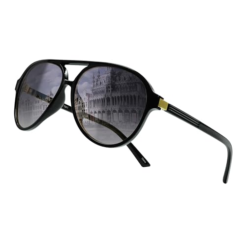 80Days Pilotenbrille – Klassischer Doppelsteg, Dezentes Metalldetail, UV400 Schutz (BLK/Grey) von 80Days