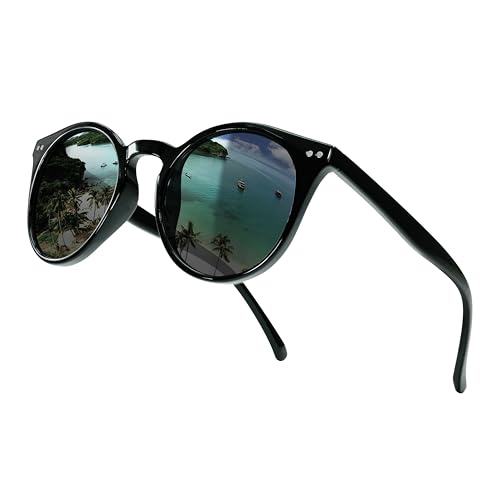 80Days Runde Sonnenbrille – Vintage-Look, Klassischer Stil, UV400 Schutz (BLK) von 80Days