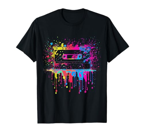80er 90er Jahre Retro Kassette Outfits & Geschenk Damen Unisex-Erwachsene Schwarz Retro Party T-Shirt S EU Small U-Ausschnitt Kurzarm von 80er 90er Jahre Retro Kassette Outfits & Geschenk