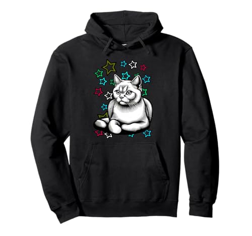 Frauen Kinder Mädchen Jungen Retro Katze Katzen 60er Sterne Pullover Hoodie Frauen Kinder Mädchen Jungen Retro Katze Katzen 60er Sterne Pullover Hoodie von 80er 90er Katzen Retro Katze Vintage