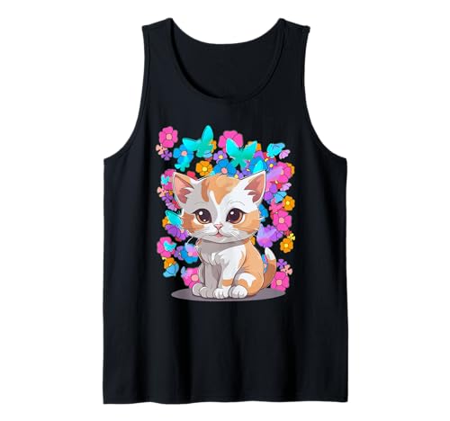 Frühling Sommer Kätzchen Katze Katzen Kinder Mädchen Teenie Tank Top von 80er 90er Katzen Retro Katze Vintage