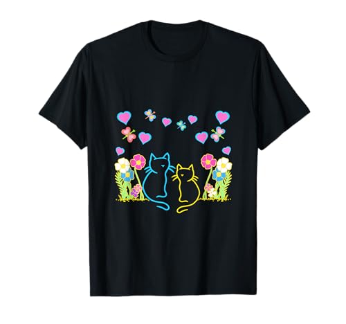 Frühling Sommer Katzen Katze Kinder Kind Kleinkinder Blumen T-Shirt Frühling Sommer Katzen Katze Kinder Kind Kleinkinder Blumen T-Shirt von 80er 90er Katzen Retro Katze Vintage