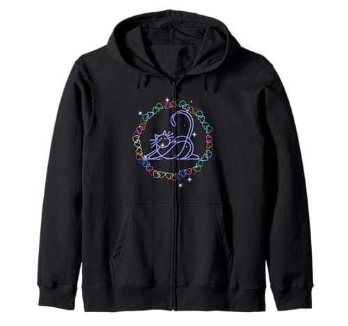 Herz Herzen Katze Katzen Retro 60er Vintage Mädchen Kinder Kapuzenjacke von 80er 90er Katzen Retro Katze Vintage