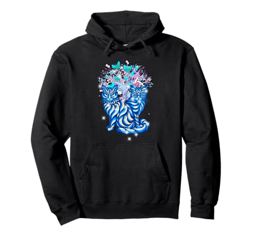 Katze Katzen Frauen Kätzchen Mädchen Kind Schmetterlinge Pullover Hoodie Katze Katzen Frauen Kätzchen Mädchen Kind Schmetterlinge Pullover Hoodie von 80er 90er Katzen Retro Katze Vintage