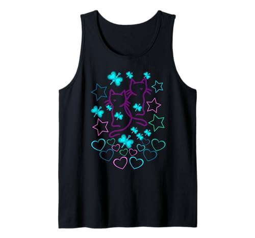 Katzen Teenie Katze Retro Herz 80er Katze Kinder Kind Baby Tank Top Katzen Teenie Katze Retro Herz 80er Katze Kinder Kind Baby Tank Top von 80er 90er Katzen Retro Katze Vintage