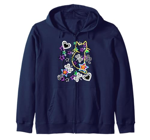 Kinder Mädchen Jungen Retro Katzen 60er 80er Kapuzenjacke von 80er 90er Katzen Retro Katze Vintage