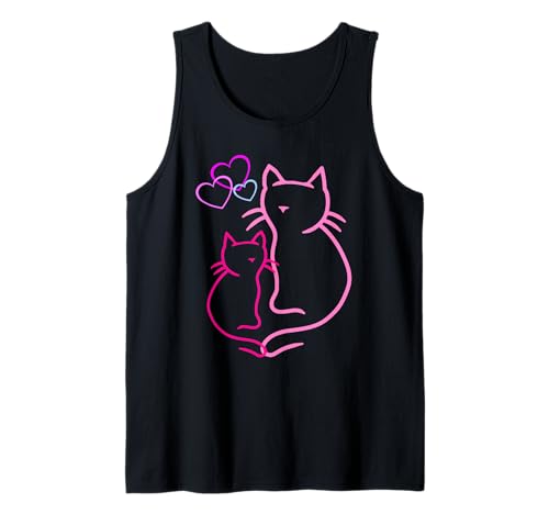 Linien Katzen Kinder Kind Mädchen Jungen Herz Herzen Baby Tank Top Linien Katzen Kinder Kind Mädchen Jungen Herz Herzen Baby Tank Top von 80er 90er Katzen Retro Katze Vintage
