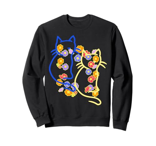 Retro Blumen Katzen Kinder Mädchen Katze 60er Sweatshirt von 80er 90er Katzen Retro Katze Vintage