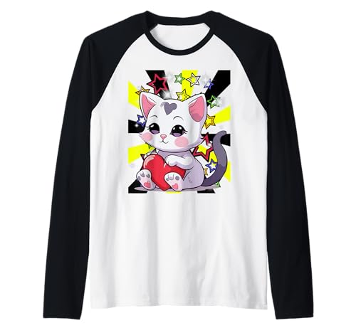 Retro Katze Kinder Mädchen Jungen 60er Raglan von 80er 90er Katzen Retro Katze Vintage