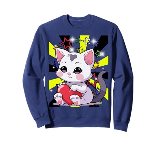 Retro Katze Kinder Mädchen Jungen 60er Sweatshirt von 80er 90er Katzen Retro Katze Vintage