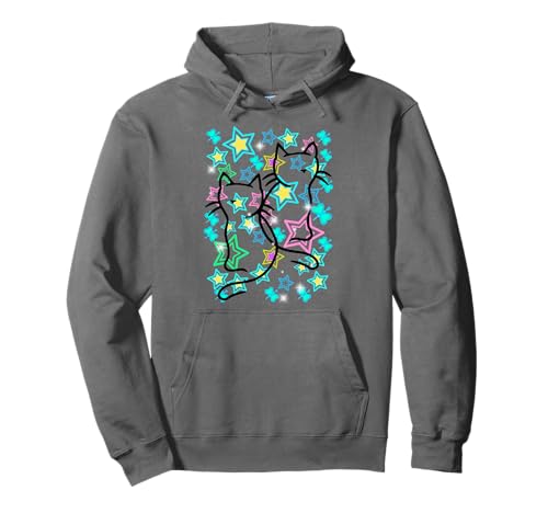 Retro Katzen Katze 60er Vintage 80er Sterne Jungen Mädchen Pullover Hoodie Retro Katzen Katze 60er Vintage 80er Sterne Jungen Mädchen Pullover Hoodie von 80er 90er Katzen Retro Katze Vintage