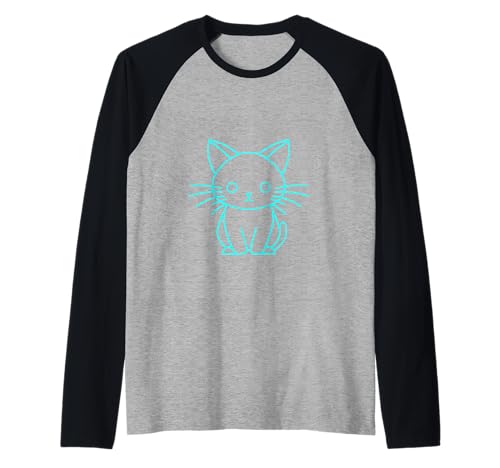 Retro Kinder Katze Katzen Teenie Mädchen Jungen Frauen Kind Raglan von 80er 90er Katzen Retro Katze Vintage