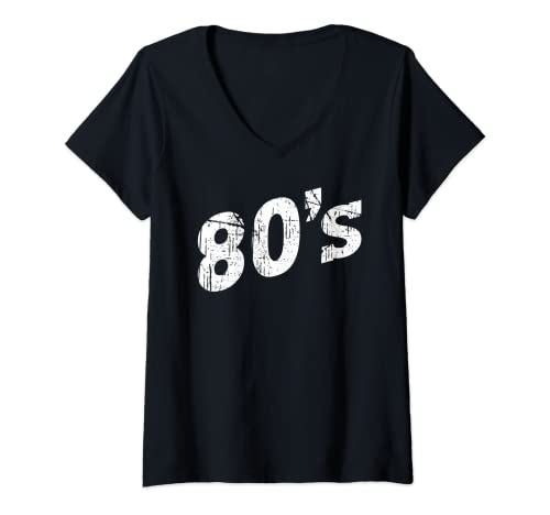 Damen 80er Jahre 80s T-Shirt mit V-Ausschnitt von 80er Jahre Geschenke