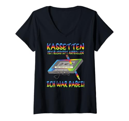 Damen 80er Jahre Party Outfit Herren 90er Jahre - Damen Retro T-Shirt mit V-Ausschnitt Damen 80er Jahre Party Outfit Herren 90er Jahre - Damen Retro T-Shirt mit V-Ausschnitt von 80er Jahre Kleidung Frauen 90er Jahre Kostüm