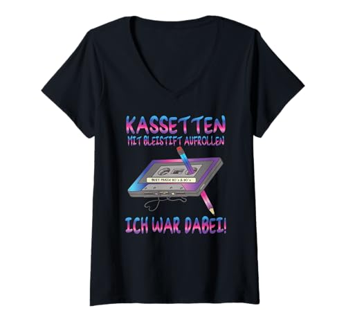 Damen 80er Jahre Party Outfit Herren 90er Jahre - Damen Retro T-Shirt mit V-Ausschnitt Damen 80er Jahre Party Outfit Herren 90er Jahre - Damen Retro T-Shirt mit V-Ausschnitt von 80er Jahre Kleidung Frauen 90er Jahre Kostüm