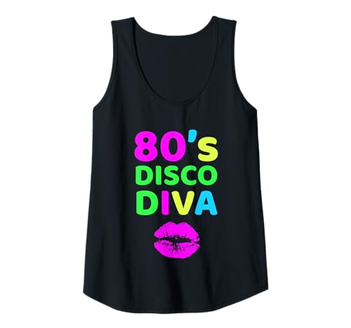 Damen 80s Disco Diva Lippenstift Retro Vintage Outfit 80er Jahre Tank Top von 80er Jahre Party Retro Vintage Lippenstift Damen