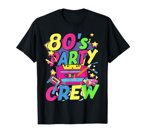 80er Jahre Outfit Party Crew Mottoparty Kostüm Damen Herren T-Shirt von 80er Karneval Kostüm Fasching 80s Party