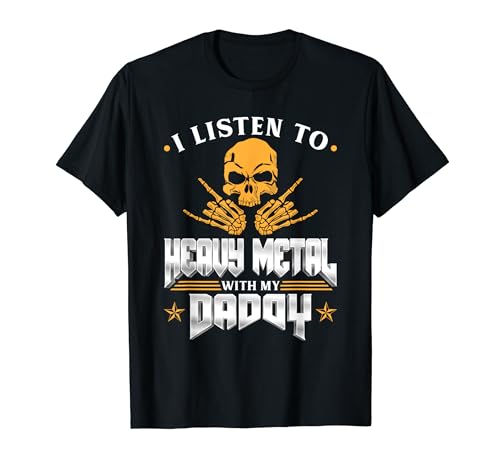 Ich höre Heavy Metal mit meinen Daddy Boys Heavy Metal Kids T-Shirt von 80s Metalhead Fan Gifts and Accessories