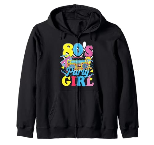 80s Party Girl Retro 80er Damen Mädchen Mottoparty Tanzen Kapuzenjacke von 80s Party Girl Damen Retro Frauen 80er Mottoparty