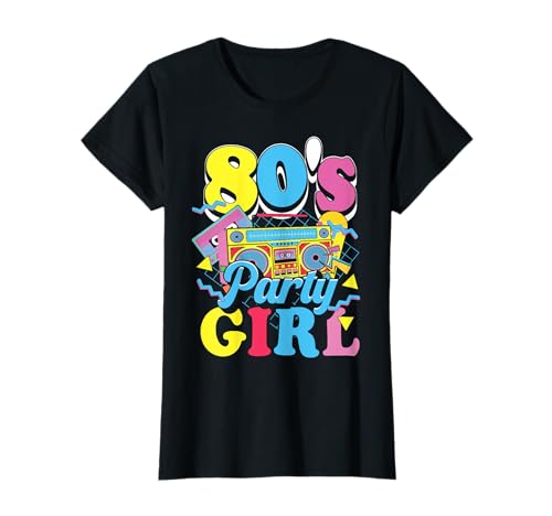 80s Party Girl Retro 80er Damen Mädchen Mottoparty Tanzen T-Shirt von 80s Party Girl Damen Retro Frauen 80er Mottoparty