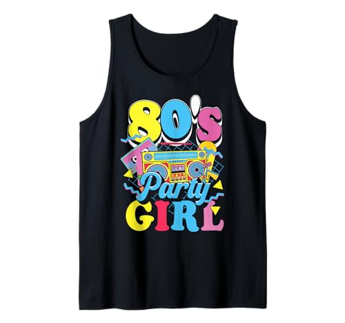 80s Party Girl Retro 80er Damen Mädchen Mottoparty Tanzen Tank Top von 80s Party Girl Damen Retro Frauen 80er Mottoparty