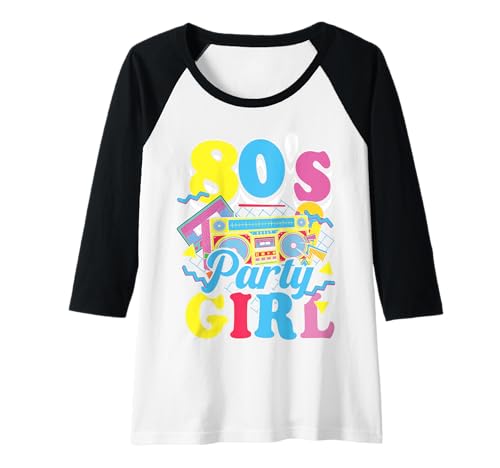 Damen 80s Party Girl Retro 80er Damen Mädchen Mottoparty Tanzen Raglan von 80s Party Girl Damen Retro Frauen 80er Mottoparty