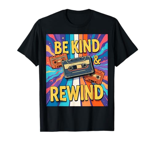 Be Kind And Rewind Retro 80er Jahre Kassette Graphic Throwback Vibe T-Shirt von 80s Retro Classic Vintage Style Nostalgic