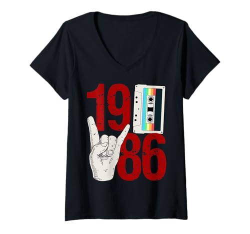 Damen Jahrgang 1986, Abitur, College, 80er, Wiedersehen T-Shirt mit V-Ausschnitt Damen Jahrgang 1986, Abitur, College, 80er, Wiedersehen T-Shirt mit V-Ausschnitt von 80s School Reunion Class of 1986 Grad