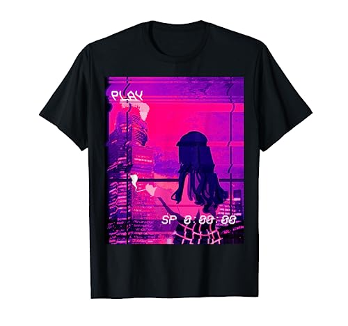 Ästhetische Vaporwave Anime Sad Girl Rauchen Tokio Zigarette T-Shirt von 80s & 90s AESTHETIC VAPORWAVE DESIGNS