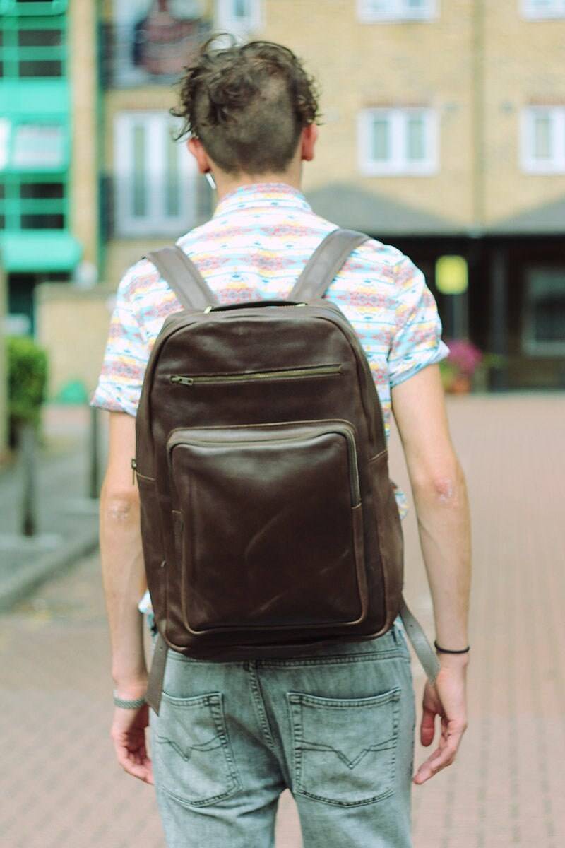 Bürorucksack Aus Wachsleder in Braun von 80sStyleBags