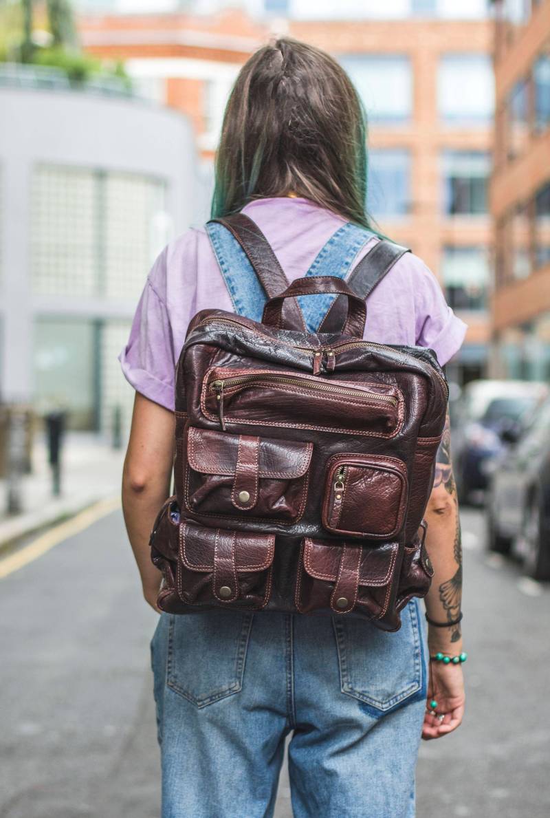 Luxus Leder Arbeit Büro Rucksack | Coco Braun von 80sStyleBags