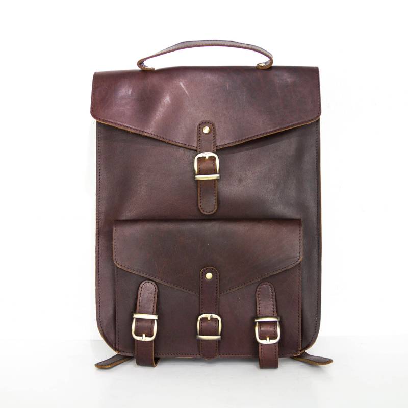 Retro Style Brauner Leder Rucksack von 80sStyleBags