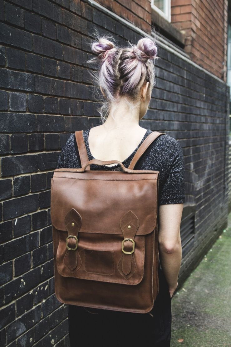 Rucksack Aus Leder Mit Klappe in Braun von 80sStyleBags