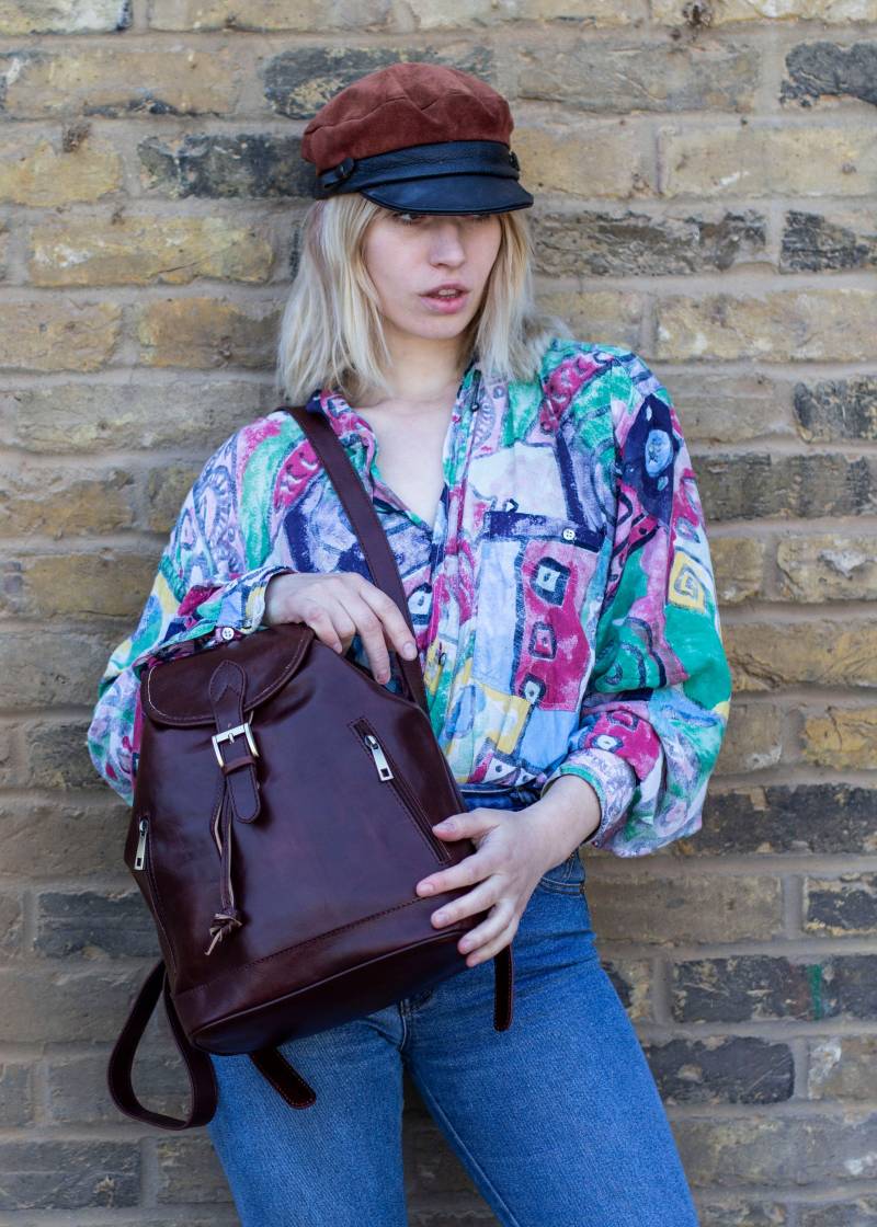 Rucksack Aus Leder in Mattem Braun von 80sStyleBags