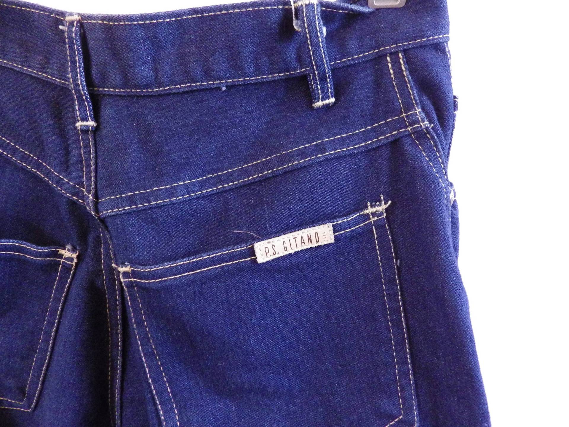 Vintage 80Er Jahre Jeans Ps Gitano Dunkel Indigo Waschen Hohe Taille Größe 12 Kurz von 80stimehop