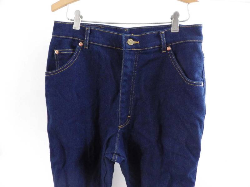 Vintage Made in Usa 80Er Jahre Lee Hoch Taillierte Jeans Indigo Wash Damen 18 Petite Kupfer Nieten von 80stimehop