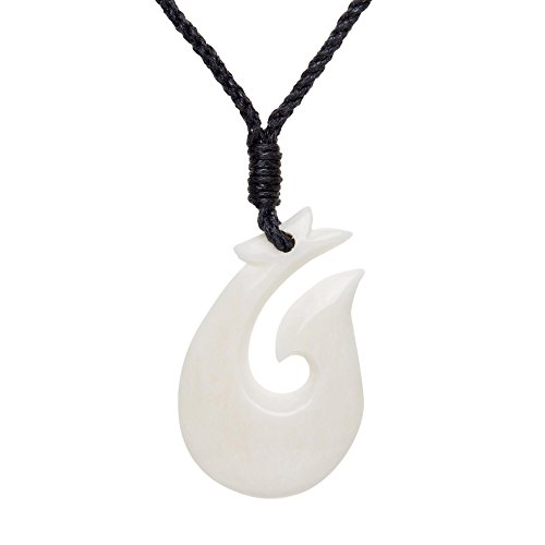 81generation Frauen Männer Geschnitzte Knochen Maori HEI Matau Fisch Haken Anhänger Halskette von 81stgeneration