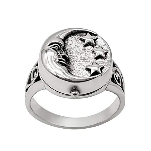 81stgeneration .925 Sterlingsilber Mond Stern Medaillon Siegel Ring für Herren und Damen von 81stgeneration