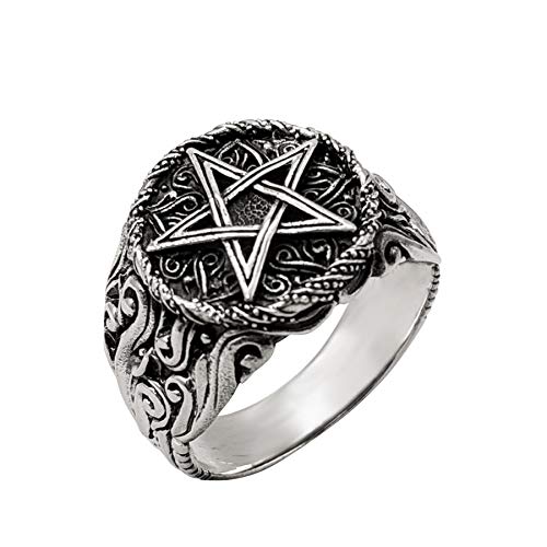 81stgeneration .925 Sterlingsilber Pentagramm Feuer Siegel Ring für Herren und Damen von 81stgeneration