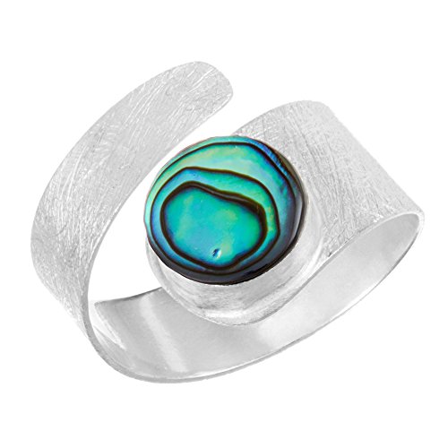 81stgeneration 925 Sterling Silber Abalone-Muschel Verstellbarer Wickelring mit Satinierung von 81stgeneration