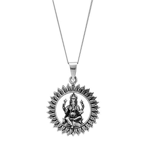 81stgeneration 925 Sterling Silber Lord Ganesha in Surya Mandala Anhänger – Sitzende Gottheit Halskette von 81stgeneration