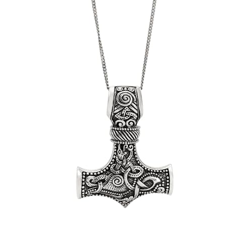 81stgeneration 925 Sterling Silber Schwerer Thors Hammer Anhänger – Wikinger Knotenmuster Halskette von 81stgeneration