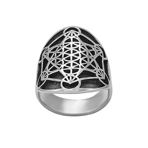 81stgeneration 925 Sterlingsilber Metatron Würfel Geometrie Ring für Herren und Damen von 81stgeneration