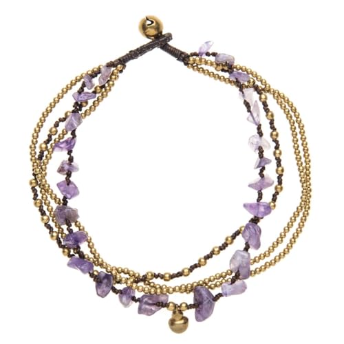 81stgeneration Amethyst lila Goldmessingglocke Hippie Armband Fußkette von 81stgeneration