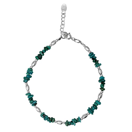81stgeneration Armband Naturtürkis Chip Boho Perlen 925 Sterlingsilber für Damen, 16 + 2 cm von 81stgeneration