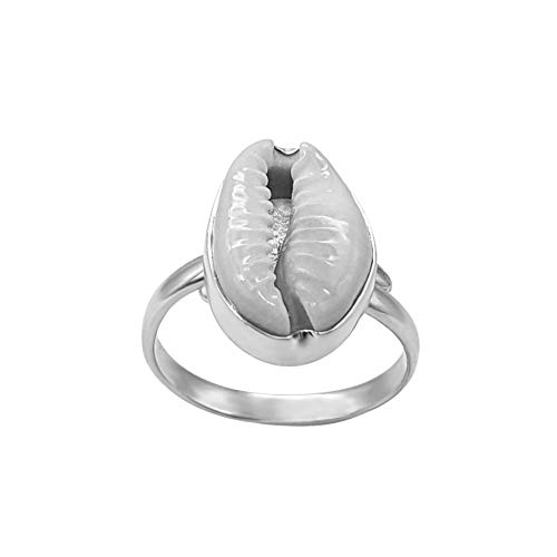81stgeneration Einstellbarer Ring Natürliche Kauri Muschel Boho Strand 925 Sterlingsilber für Damen von 81stgeneration