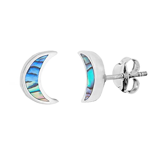 81stgeneration Frauen 925 Sterling Silber 9 mm Abalone Muschel Mond Ohrstecker Ohrringe von 81stgeneration